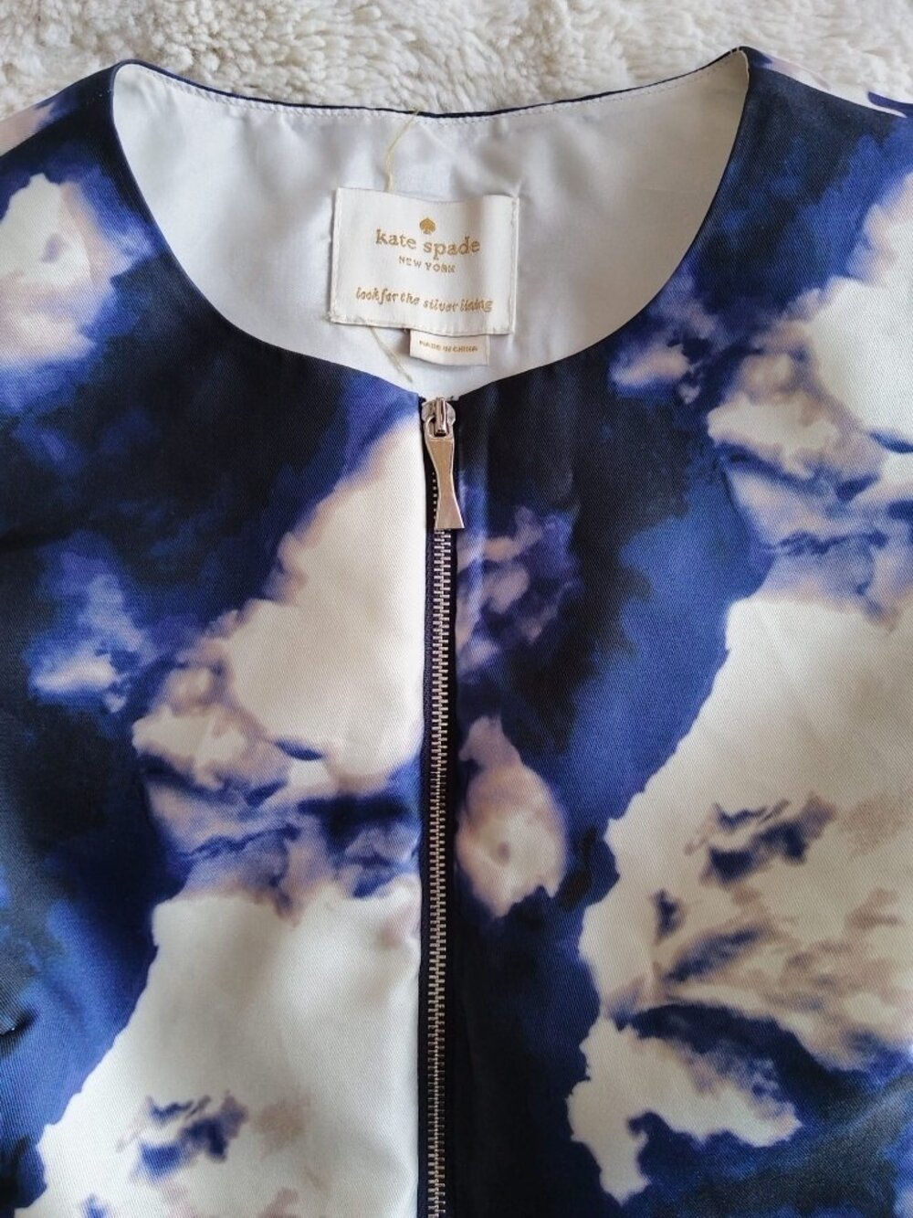 kate spade Blue and White Cloud-Print Sleeveless Mini Dress - Picture 11 of 14
